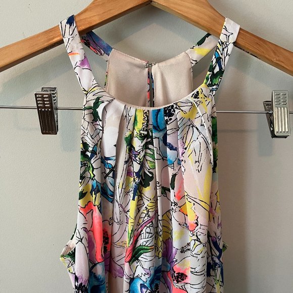 EXPRESS Watercolor Floral Halter Mini Dress Size 4 - Picture 2 of 11